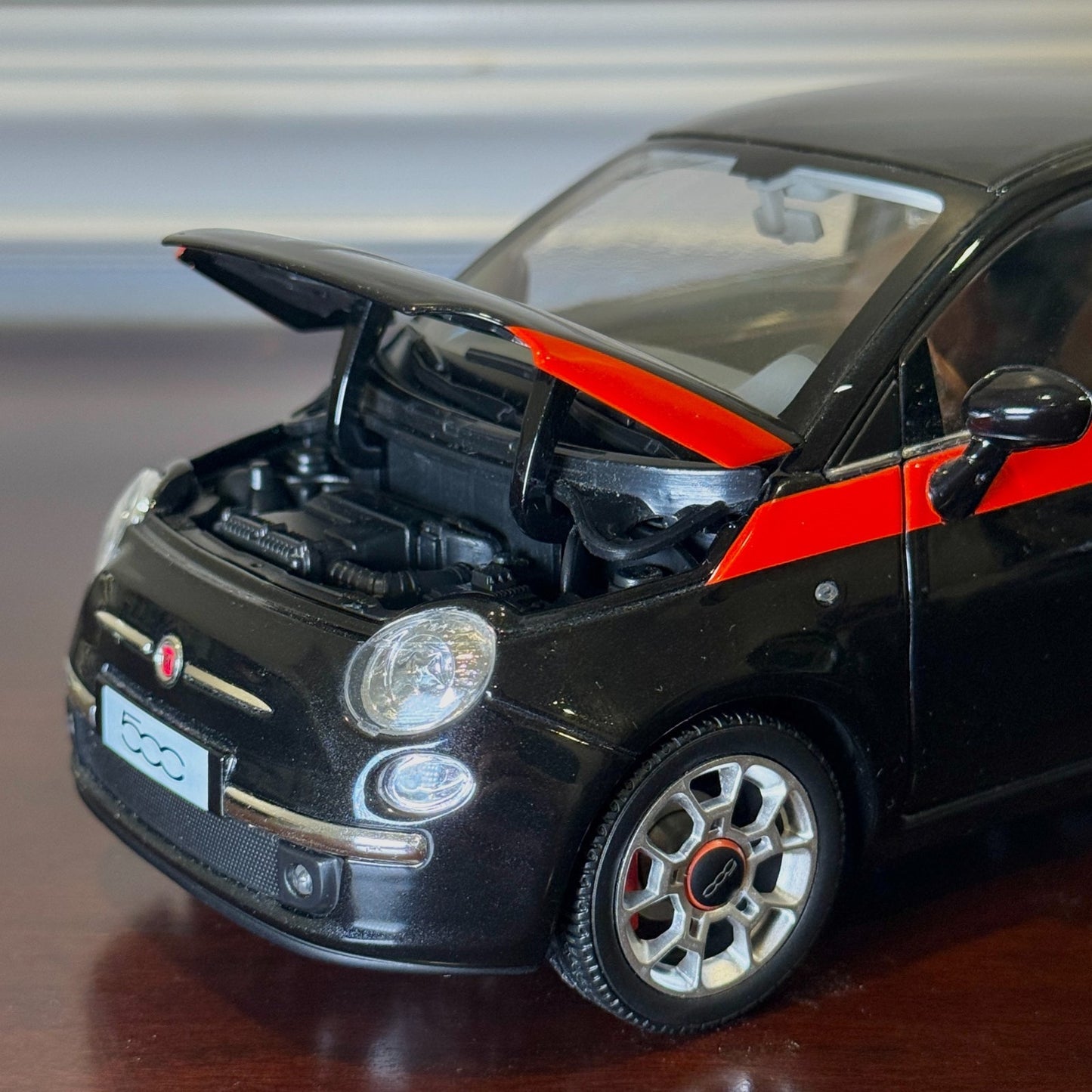 1/18 Fiat 500c Black/Red Stripe NOREV Diecast Model Car | Read Description