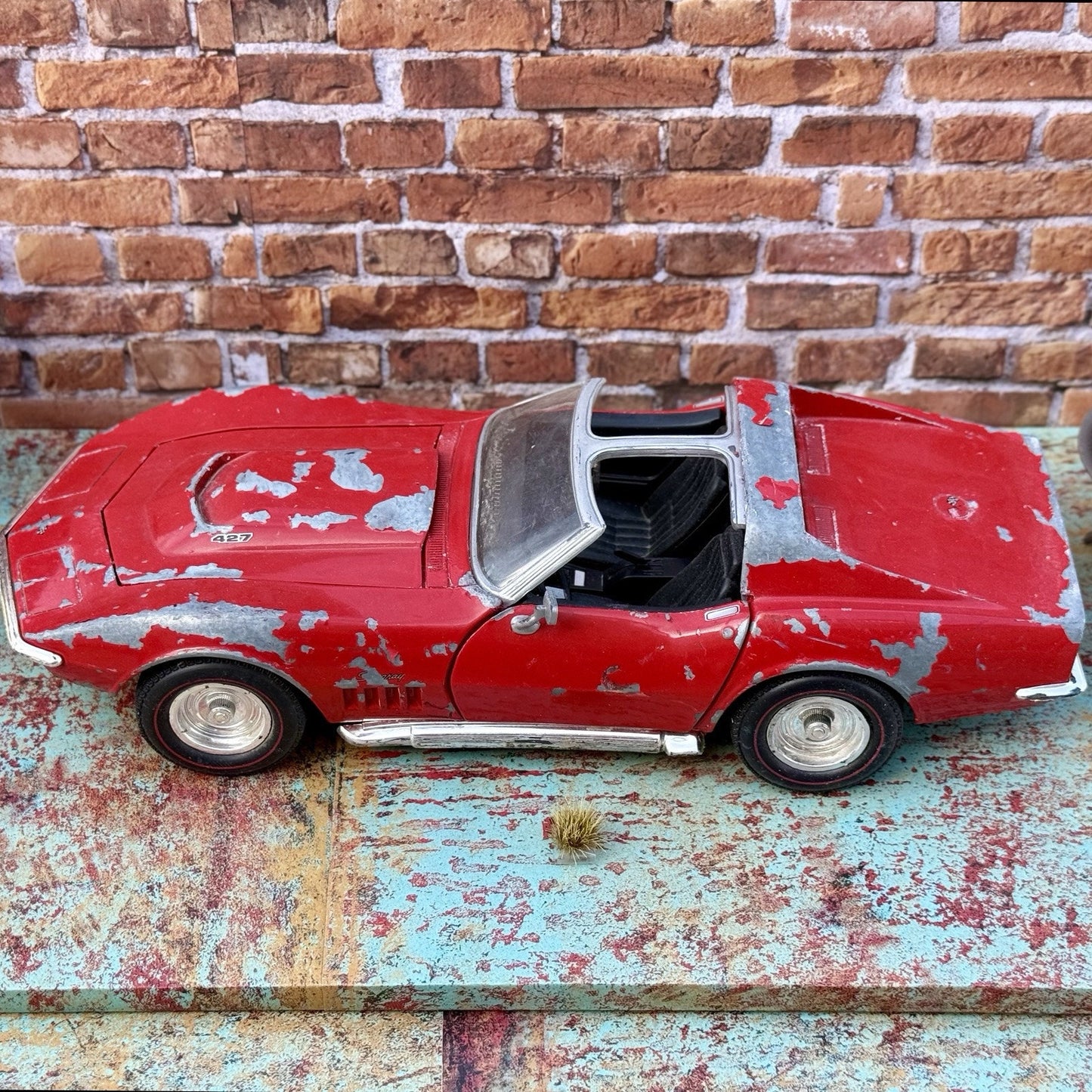 1969 Corvette Stingray, Red | Hot Wheels 1/18 | Barnyard Diorama Model Only