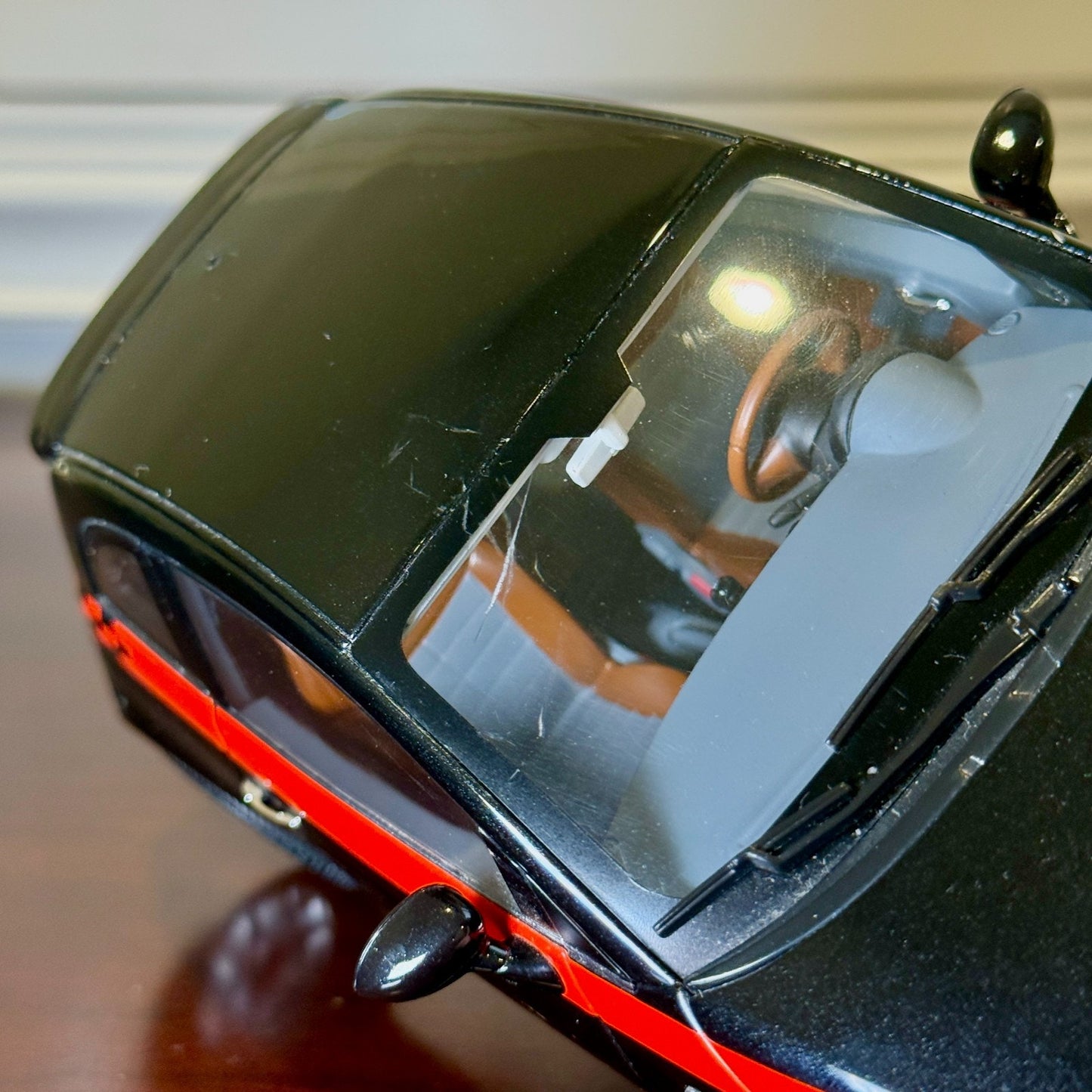 1/18 Fiat 500c Black/Red Stripe NOREV Diecast Model Car | Read Description