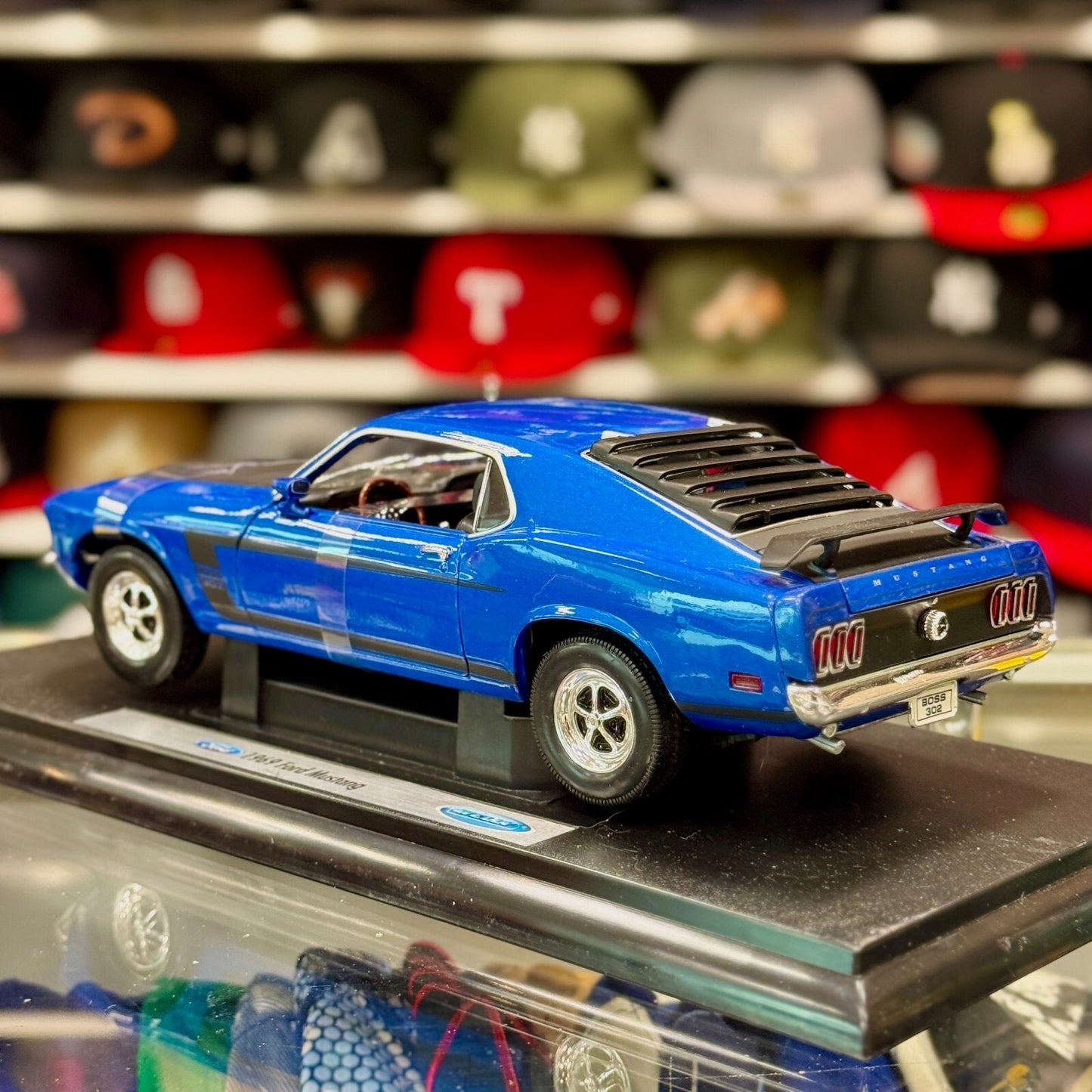 1/18 1969 Ford Mustang Boss 302 Blue WELLY Diecast Car | New