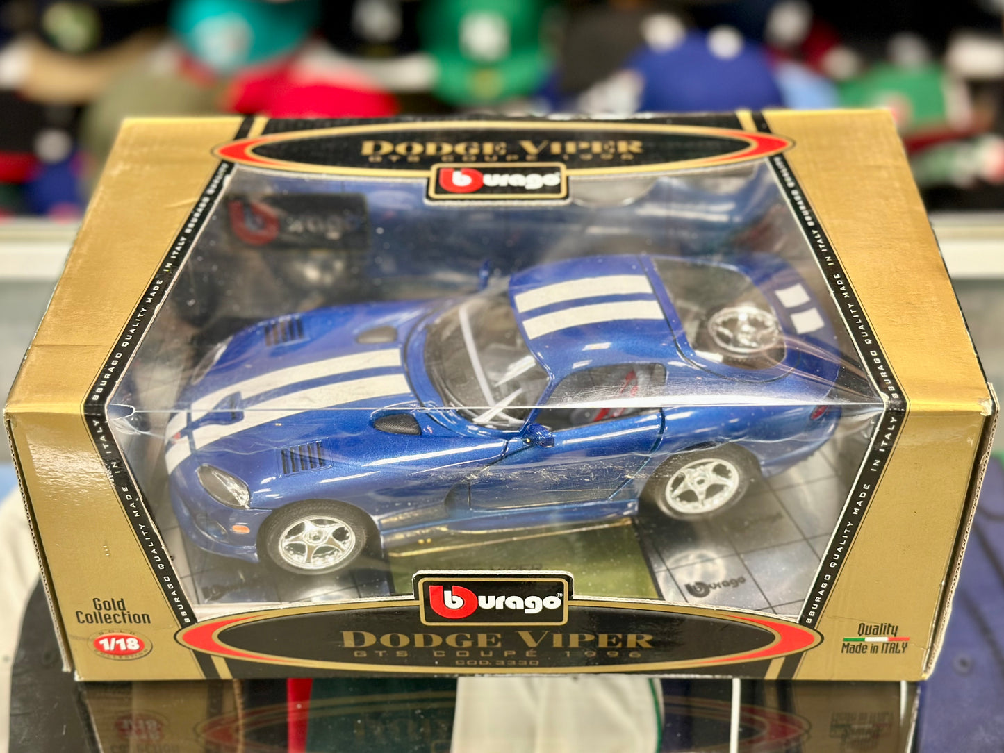 Dodge Viper GTS Blue/White Stripe | Vintage Bburago 1/18 | New