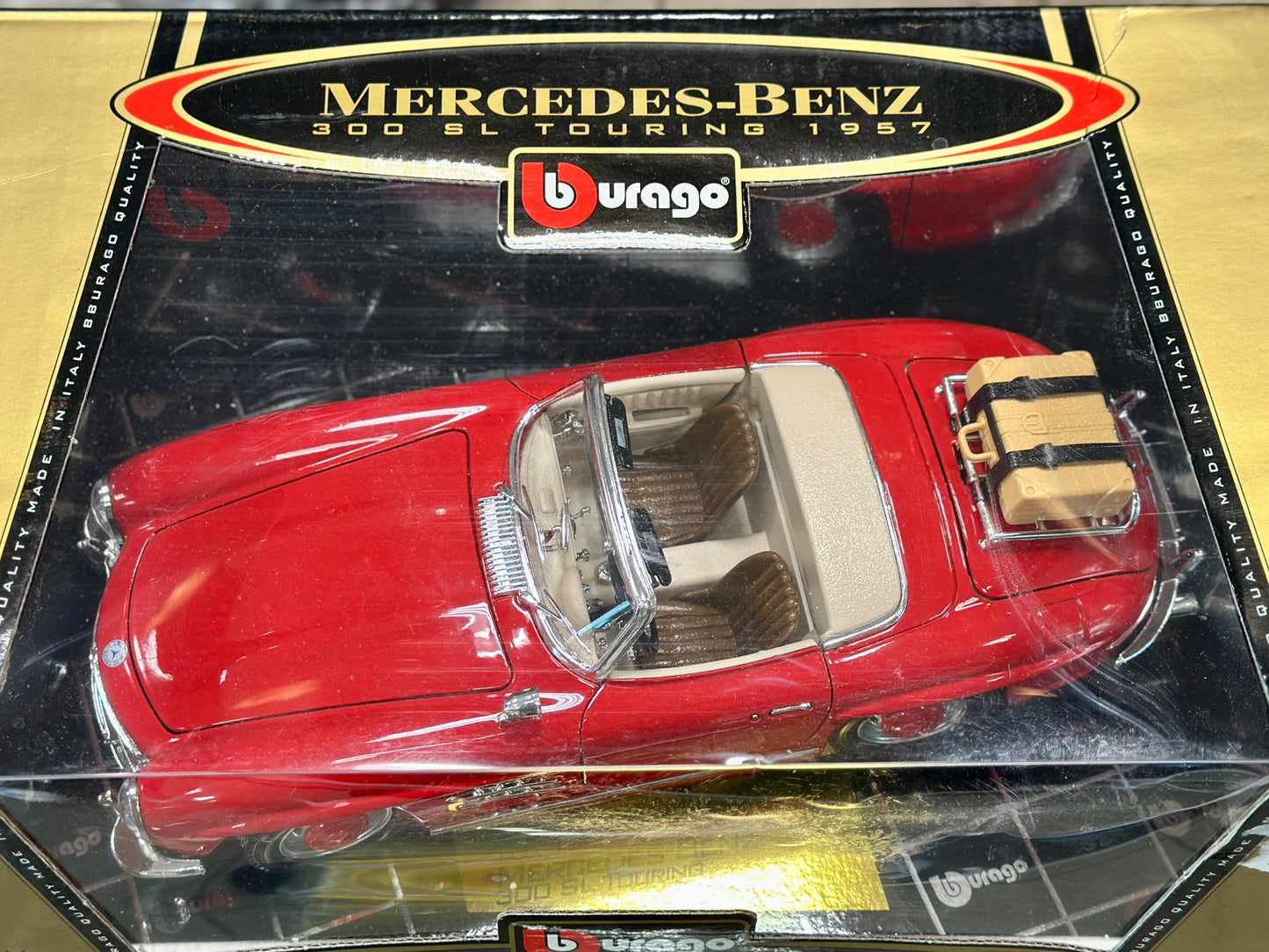1/18 Mercedes Benz 300SL Roadster Touring Fire Engine Red Bburago | In Box