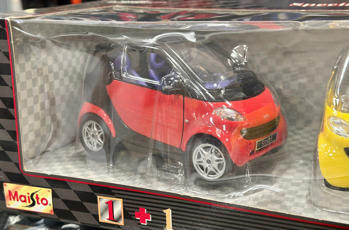 Smart Car Bundle, Red and Yellow | Vintage Maisto 1/18