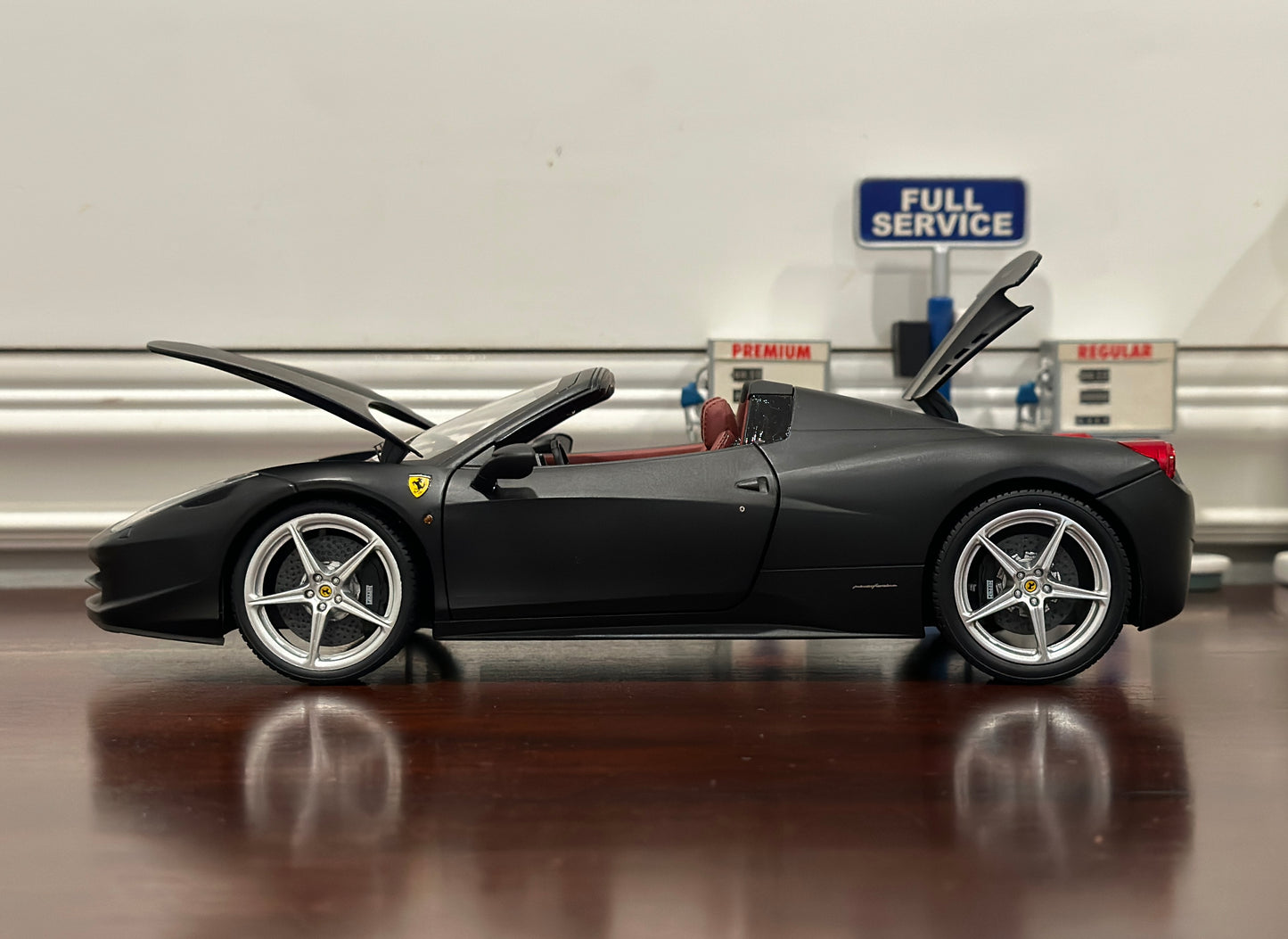 Ferrari 458 Spider Matte Black | Hot Wheels Elite 1/18 | Open Box