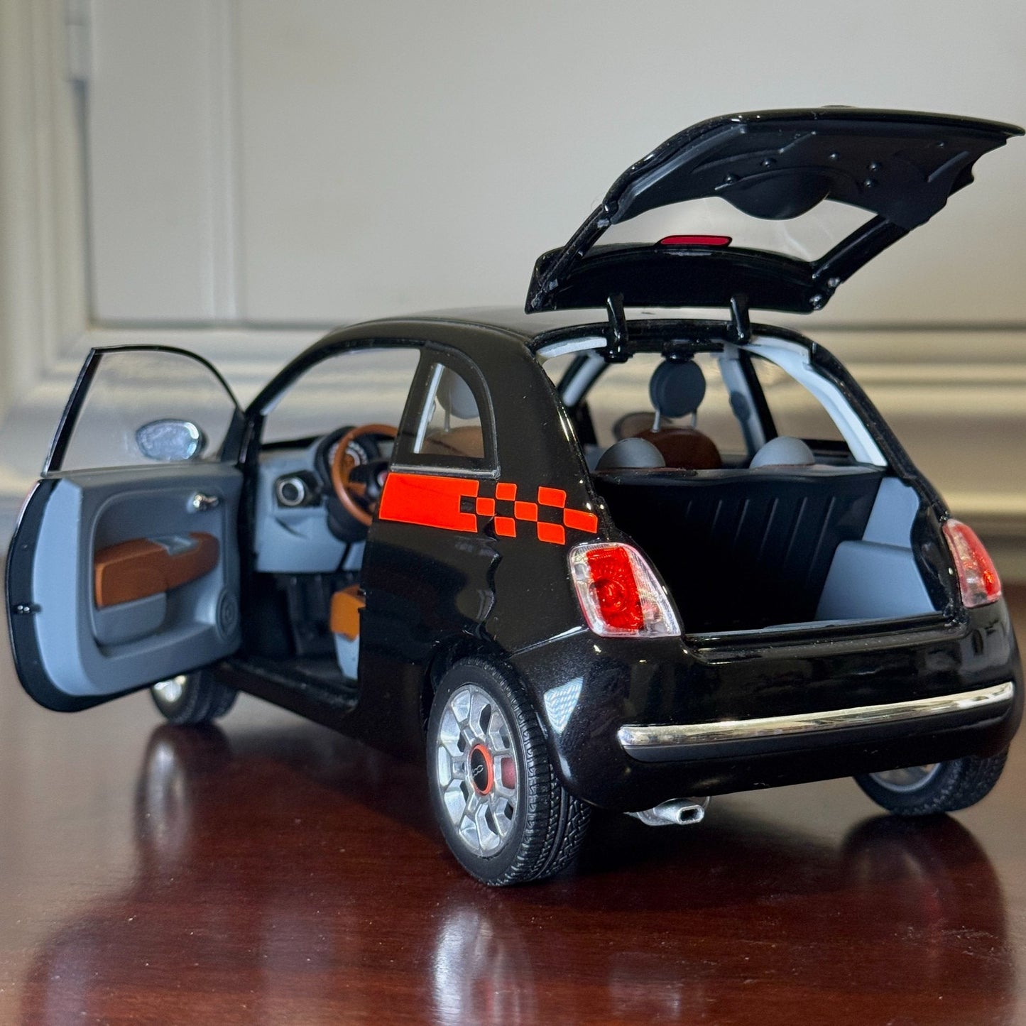 1/18 Fiat 500c Black/Red Stripe NOREV Diecast Model Car | Read Description
