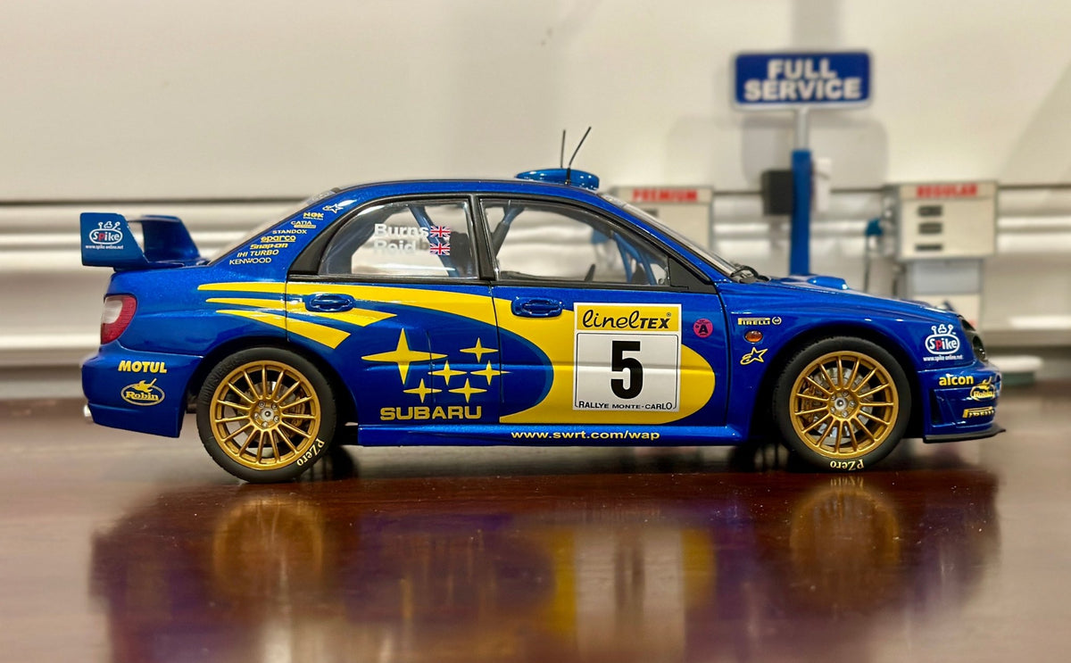 AUTOart 2001 Subaru WRX '#5 Burns Reid Rally Portugal' Blue 1/18 Scale Diecast Model Car - Product Image
