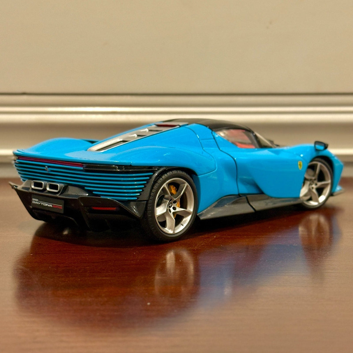 Bburago Signature Ferrari Daytona SP3 Spider 'Closed Top' Blue 1/18 Scale Diecast Model Car | In Box - Product Image