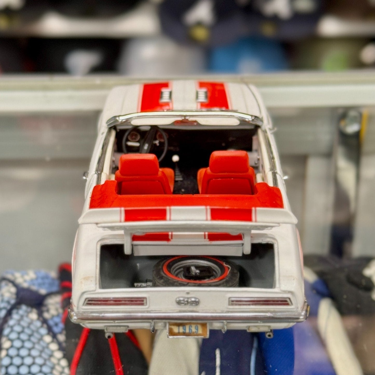 Danbury Mint 1969 Chevrolet Camaro SS White w/ Red Stripes 1/18 Scale Diecast Model Car - Product Image