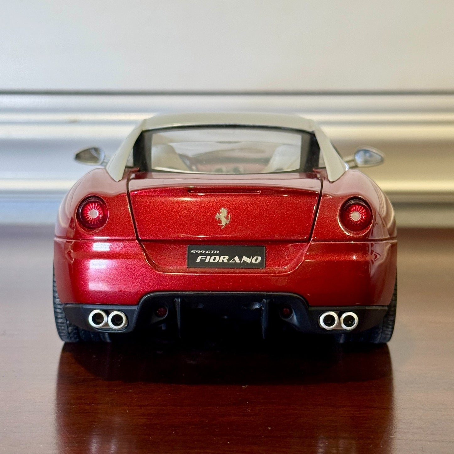 1/18 Ferrari 599 GTB Ruby/Silver Hot Wheels Elite Diecast Car | Rolling Wheels