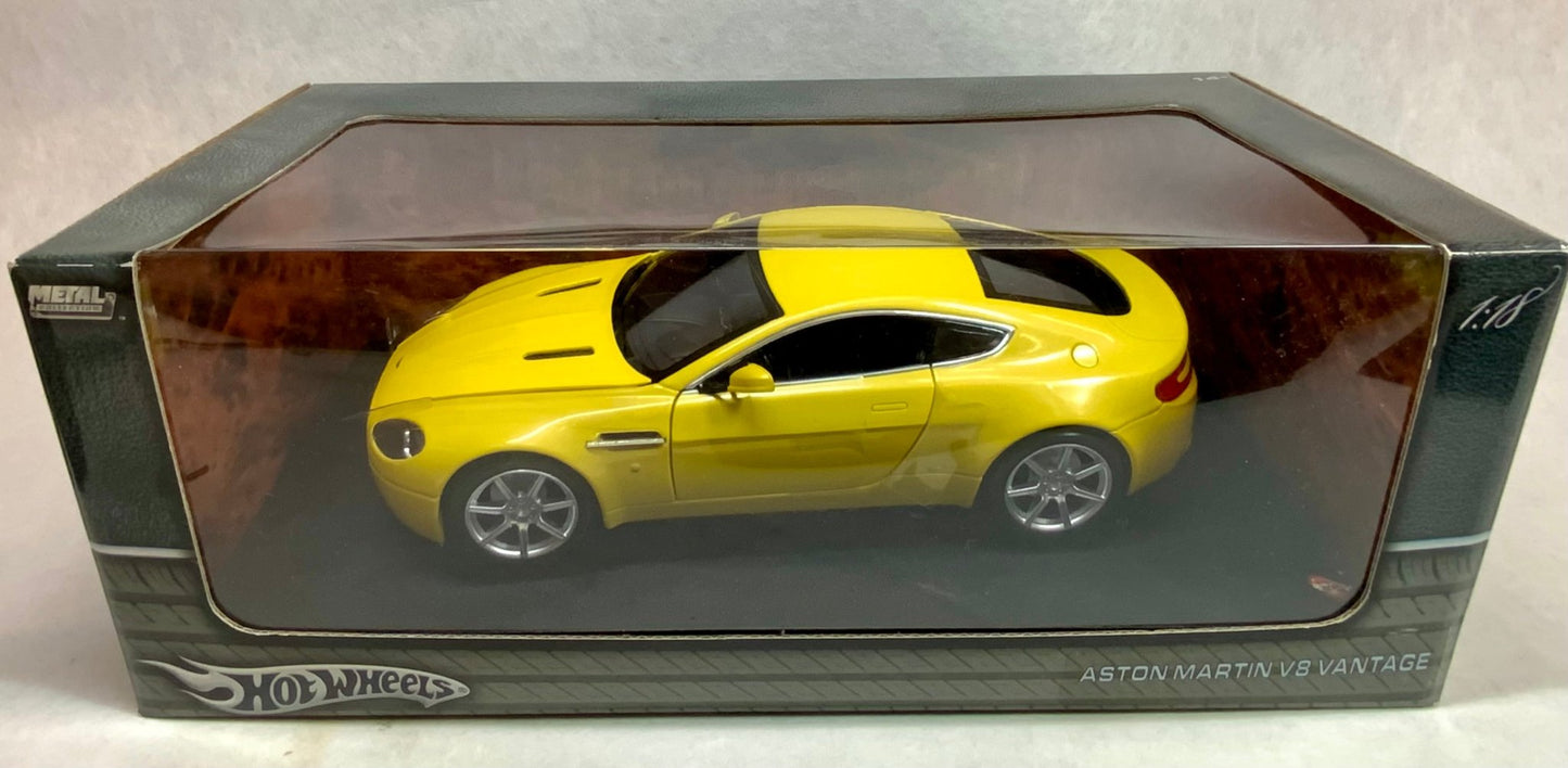 Hot Wheels Elite Aston Martin Vantage Yellow 1/18 Scale Diecast Model Car - Product Image
