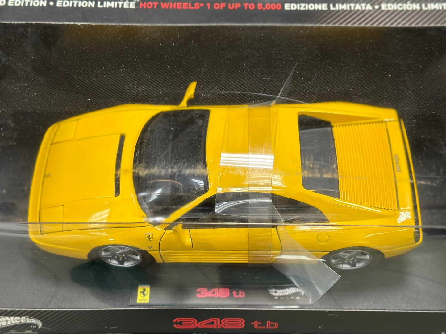 Hot Wheels Elite Ferrari 348 TB Yellow 1/18 Scale Diecast Model Car | New - Product Image