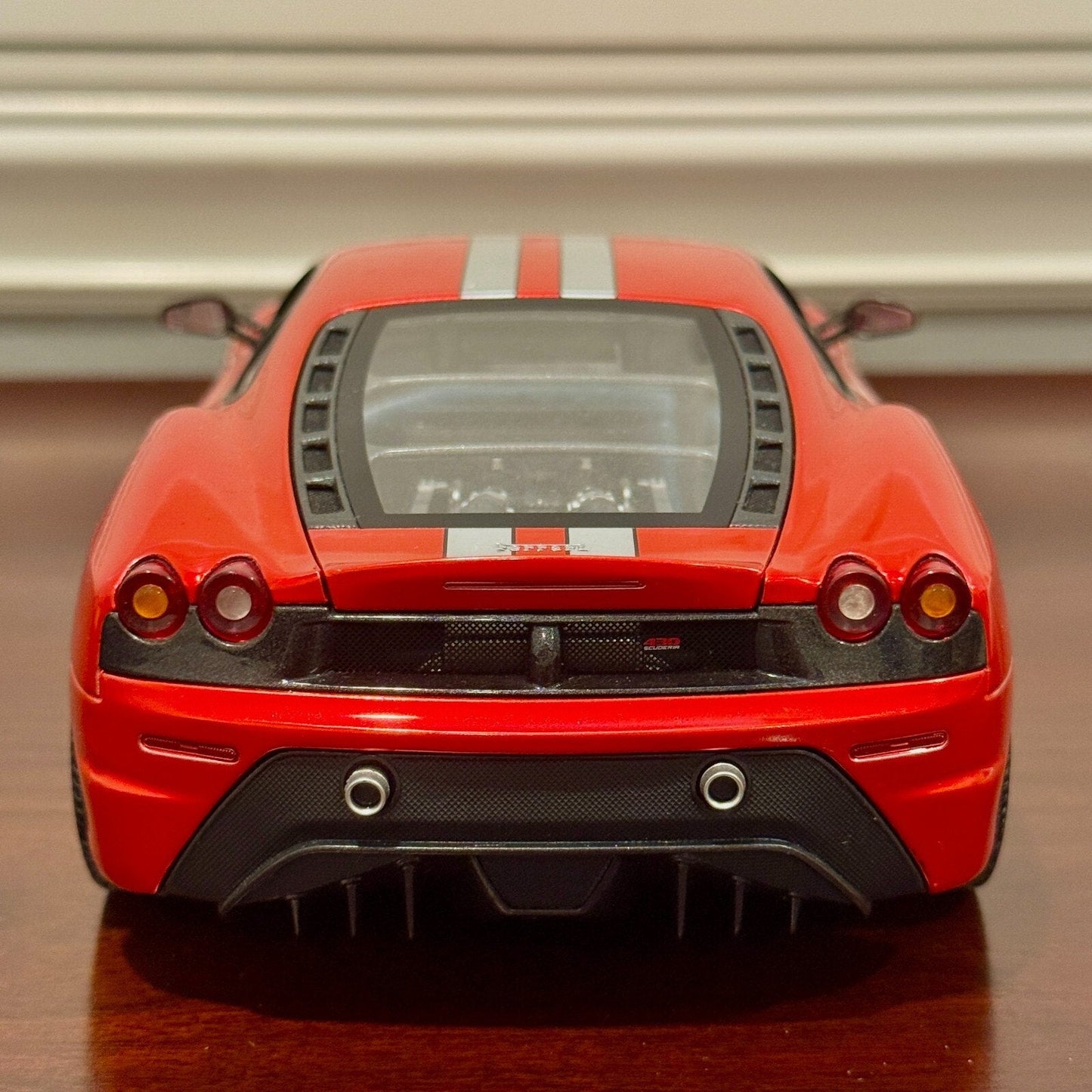 Hot Wheels Elite Ferrari F430 Scuderia Red w/ Silver Stripes 1/18 Scale Diecast Model Car | Limited Edition - Product Image