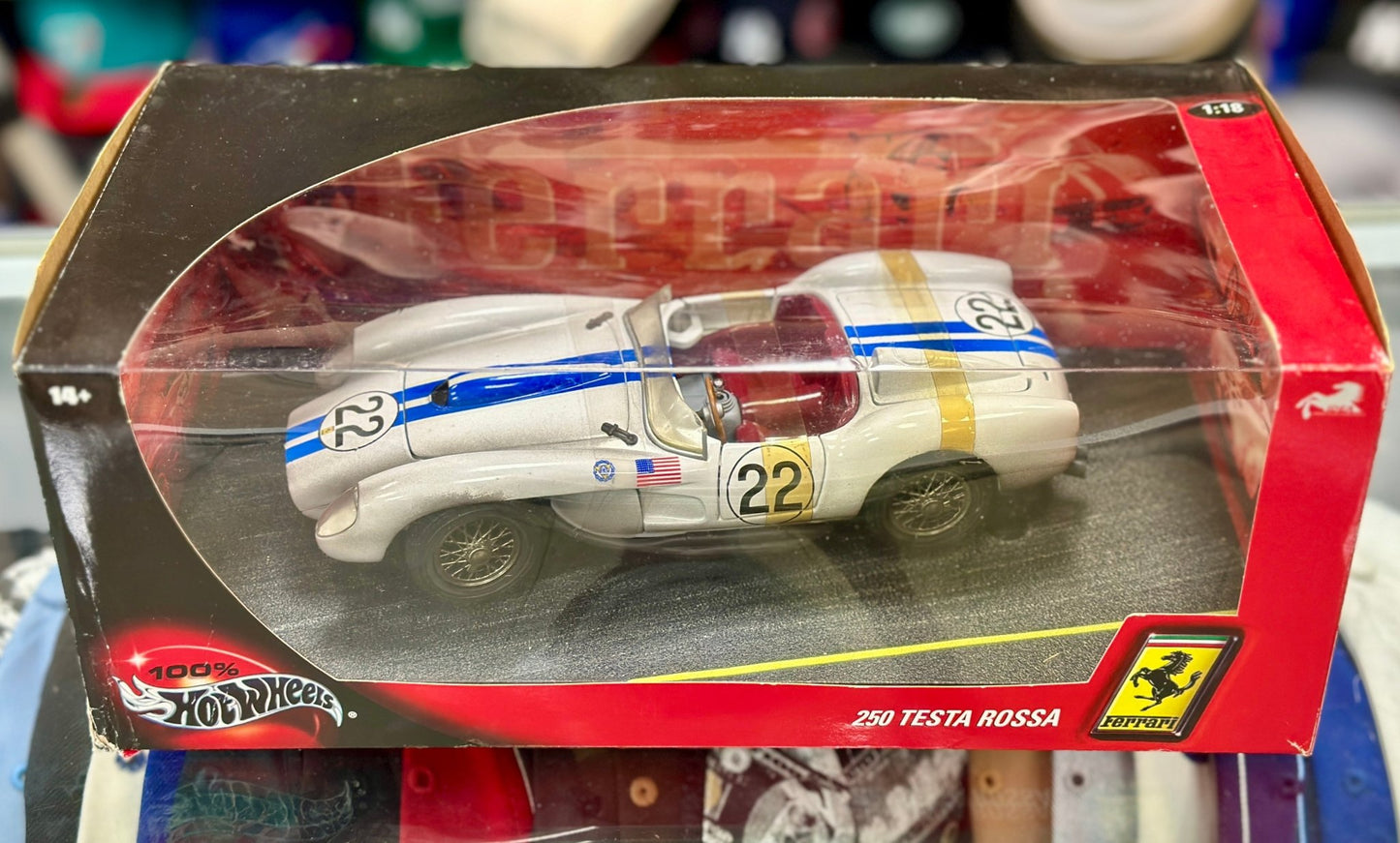 Hot Wheels Ferrari 250 TR Testarossa '#22 After Race' White 1/18 Scale Diecast Model Car | New - Product Image