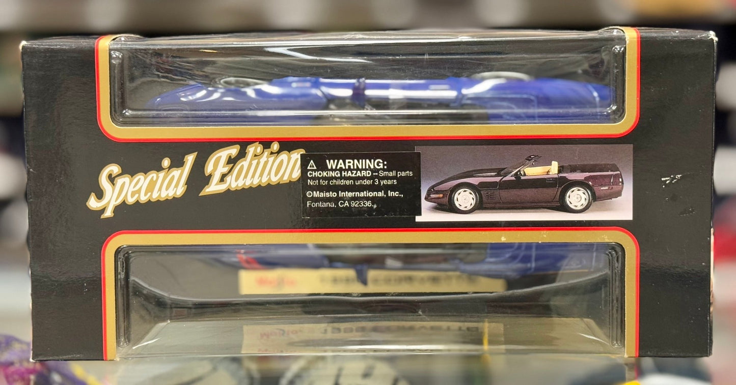 Maisto 1996 Corvette C4 'Grand Sport' Blue w/ White 1/18 Scale Diecast Model Car | New - Product Image
