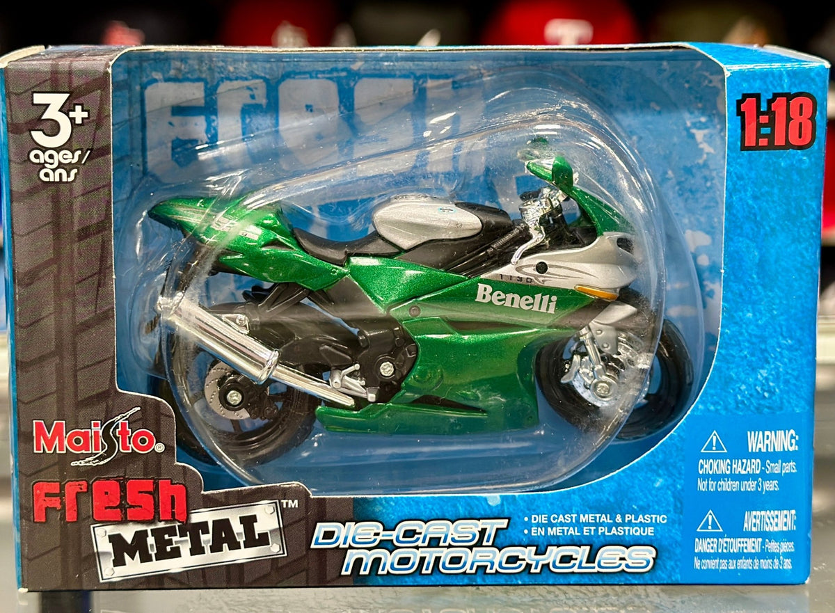 Maisto Benelli Tornado Tre 1130 Green/Silver 1/18 Scale Diecast Model Motorcycle | New - Product Image