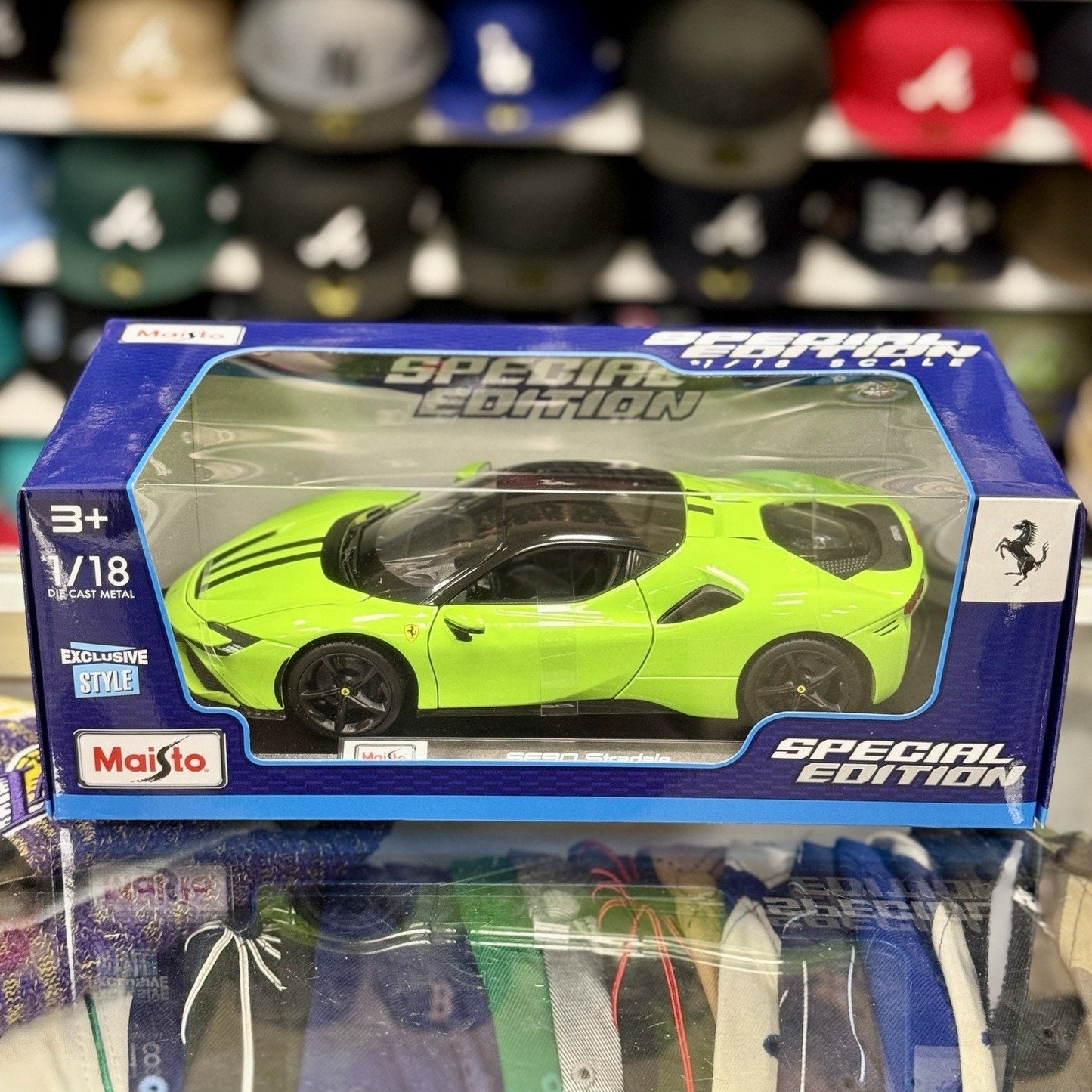 Maisto Ferrari SF90 Stradale Spider Green 1/18 Scale Diecast Model Car | New - Product Image