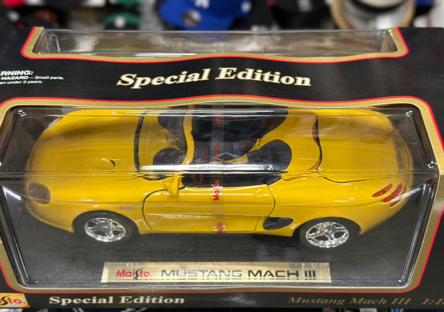 Maisto Ford Mustang Mach 3 III Yellow 1/18 Scale Diecast Model Car | New - Product Image