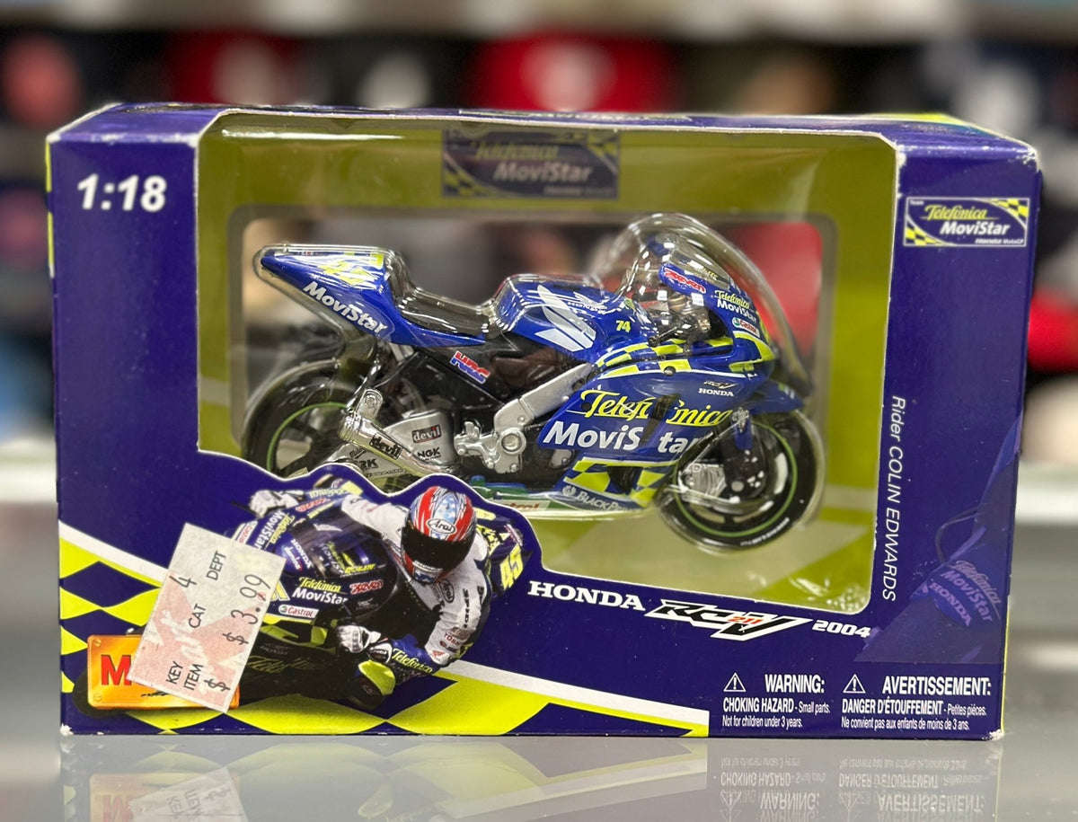 Maisto Honda RC211V Telefonica MoviStar Colin Edwards 2004 1/18 Scale Diecast Model Racing Motorcycle | New - Product Image