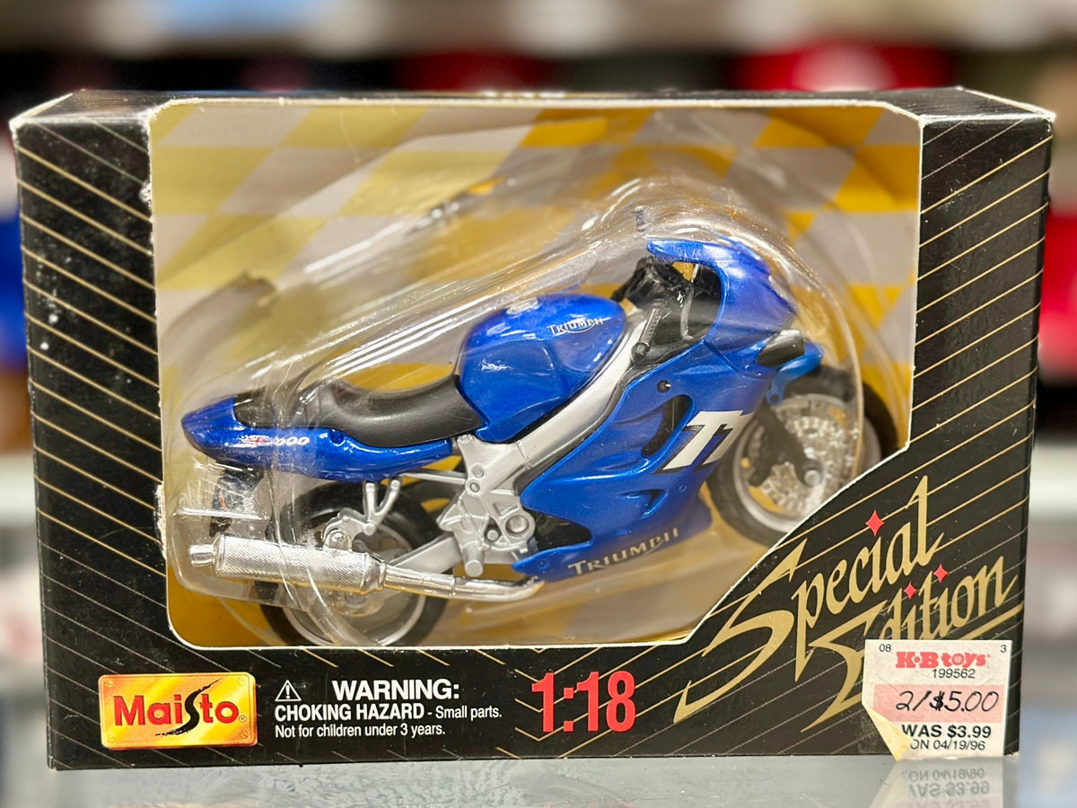 Maisto Triumph TT600 Blue Special Edition 1/18 Scale Diecast Model Motorcycle | New - Product Image