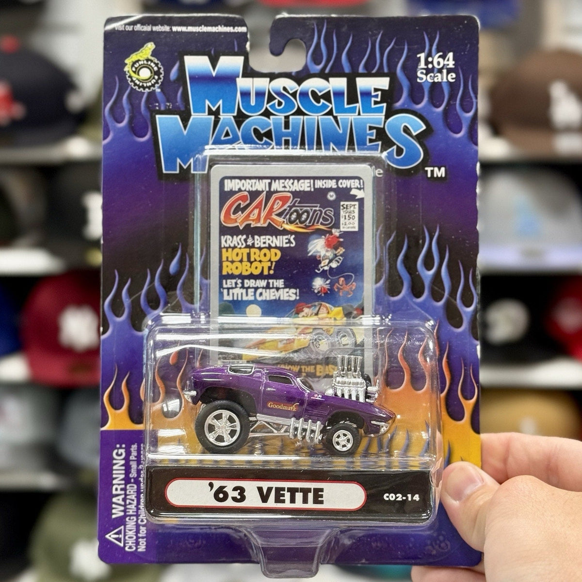 Muscle Machines 1963 Chevy Corvette Purple CARtoons 1:64 Diecast C02-14 Gasser - Product Image