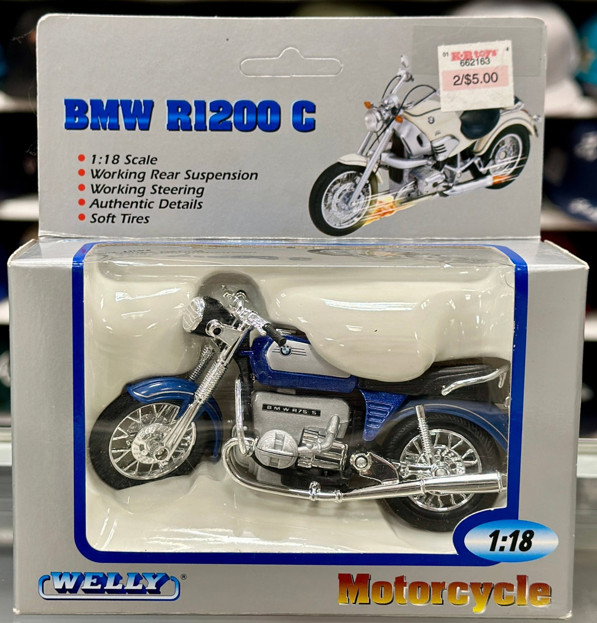 WELLY BMW R75/5 Blue 1/18 Scale Diecast Model Motorcycle - Product Image
