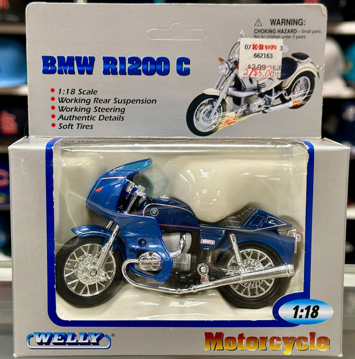 WELLY BMW R100RS Blue 1/18 Scale Diecast Model Motorcycle - Product Image