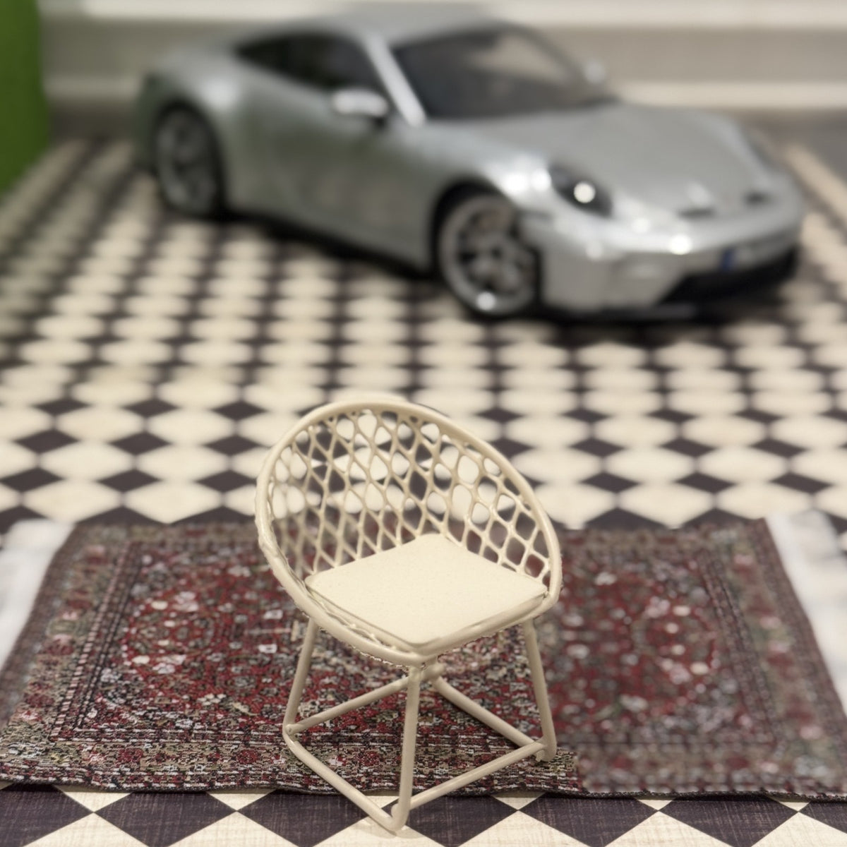 1/18 Scale Lattice Chair Prop Diorama Figurine - Product Image
