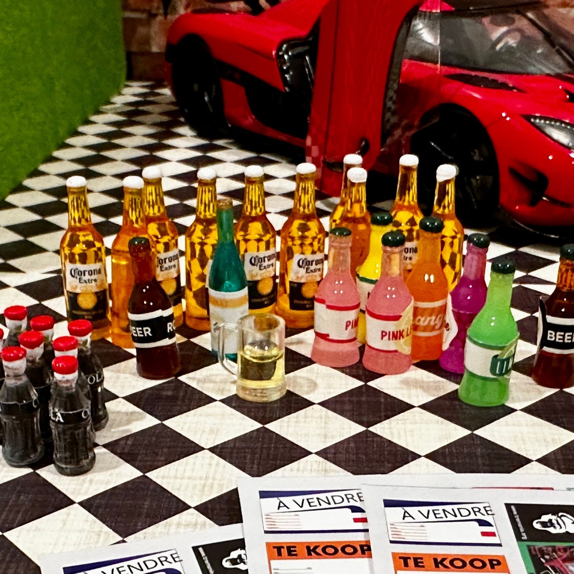 1/12 Scale Drink + Bottle Party + Paper (1/18 1/10) Prop Diorama Figurine | NEW - Product Image