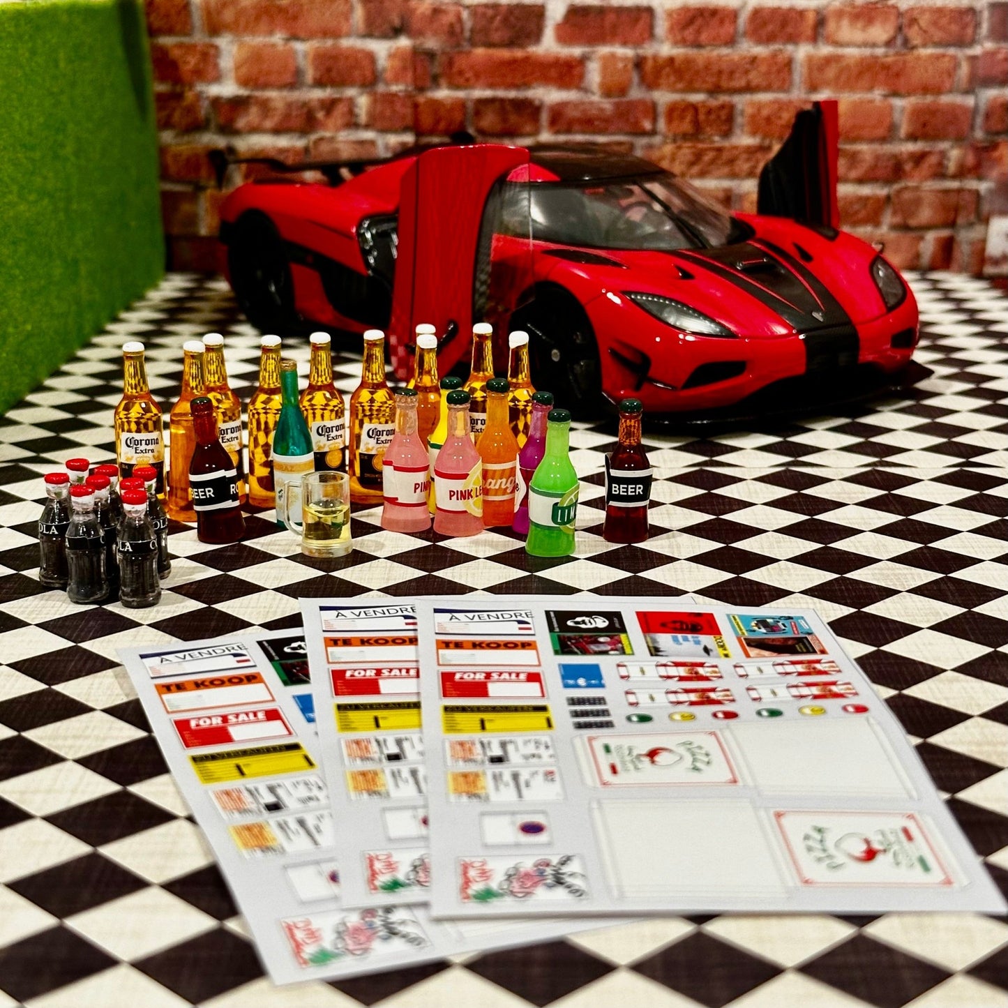 1/12 Scale Drink + Bottle Party + Paper (1/18 1/10) Prop Diorama Figurine | NEW - Product Image