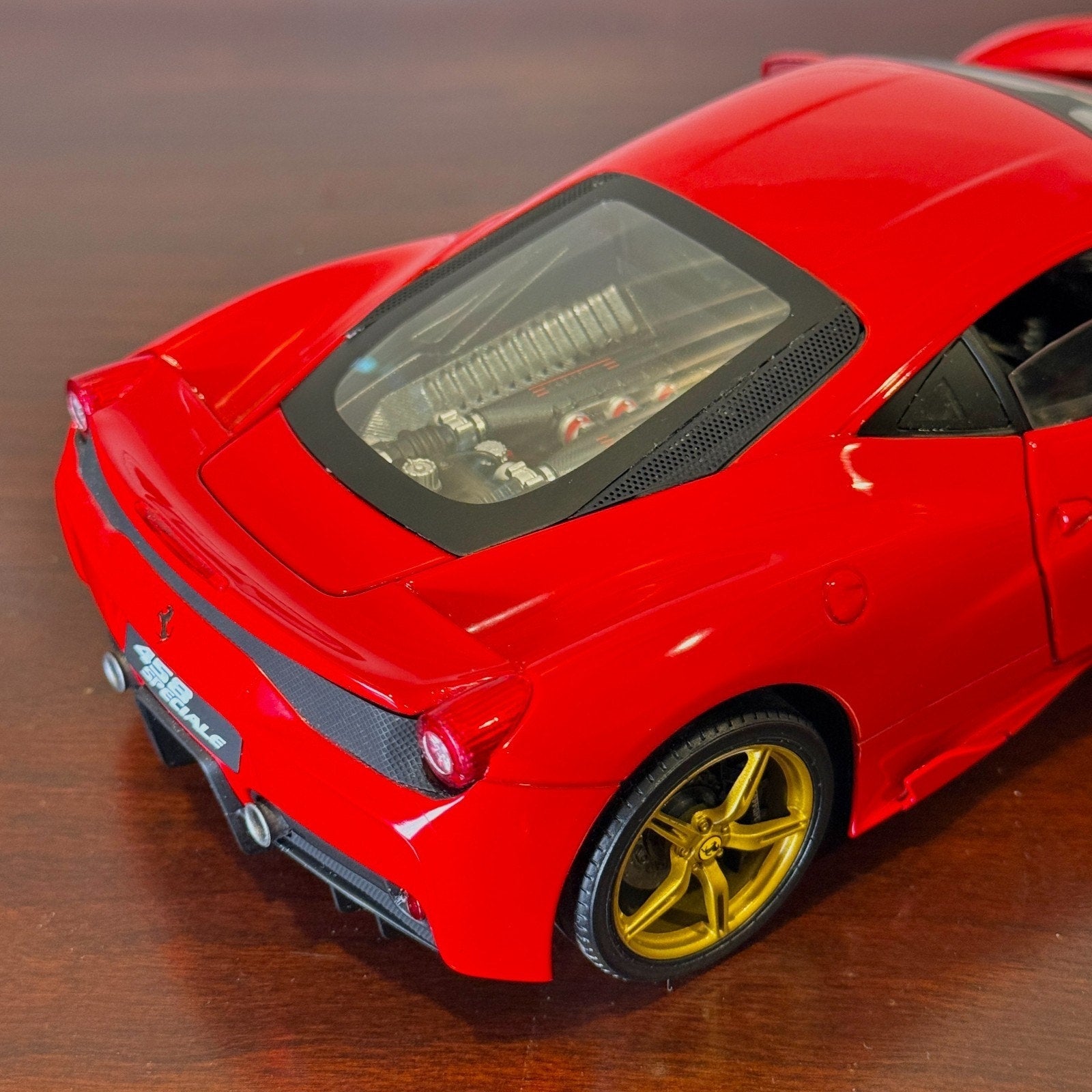 1/18 Ferrari 458 Speciale Red/Gold Wheels Hot Wheels Elite Diecast - Product Image