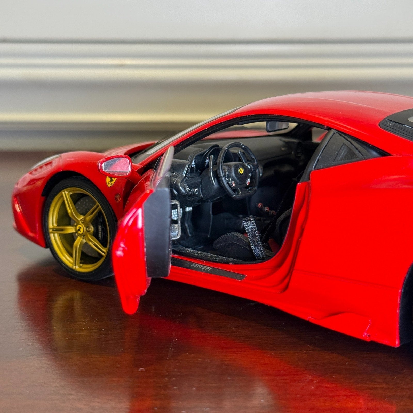 1/18 Ferrari 458 Speciale Red/Gold Wheels Hot Wheels Elite Diecast - Product Image