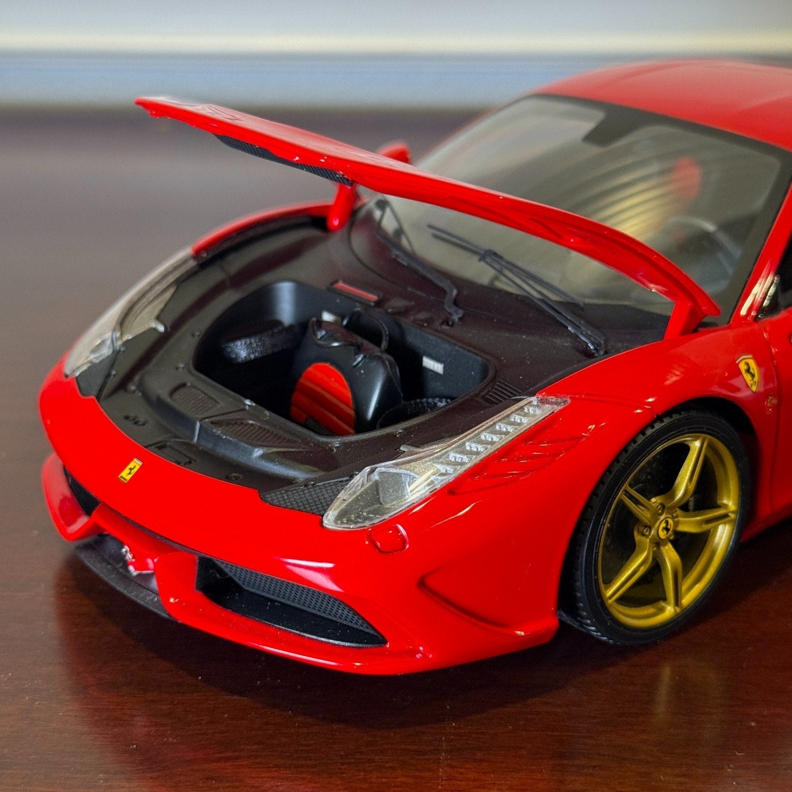 1/18 Ferrari 458 Speciale Red/Gold Wheels Hot Wheels Elite Diecast - Product Image