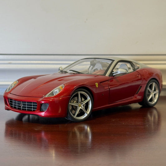 1/18 Ferrari 599 GTB Ruby/Silver Hot Wheels Elite Diecast Car | Rolling Wheels - Product Image
