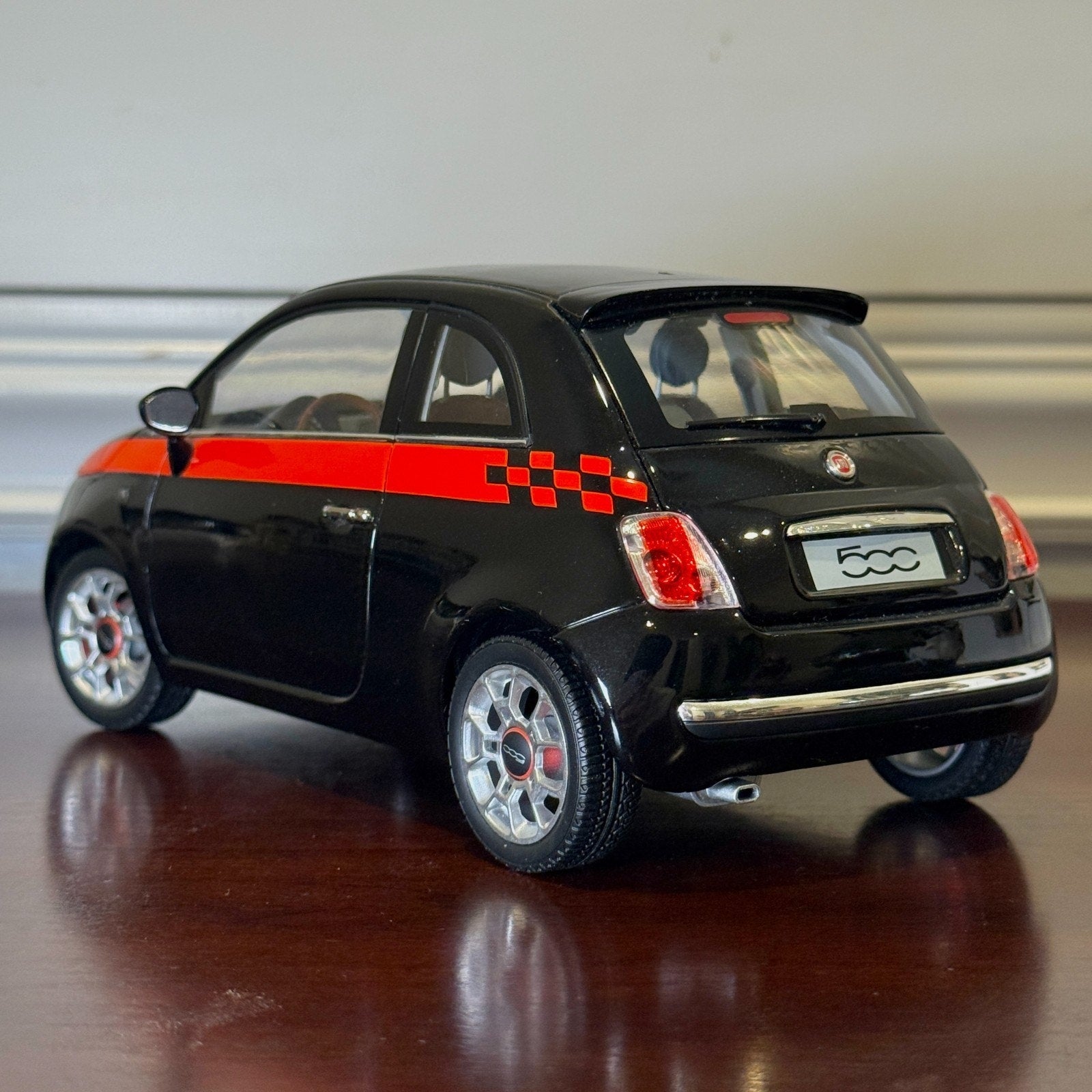 1/18 Fiat 500c Black/Red Stripe NOREV Diecast Model Car | Read Description - Product Image