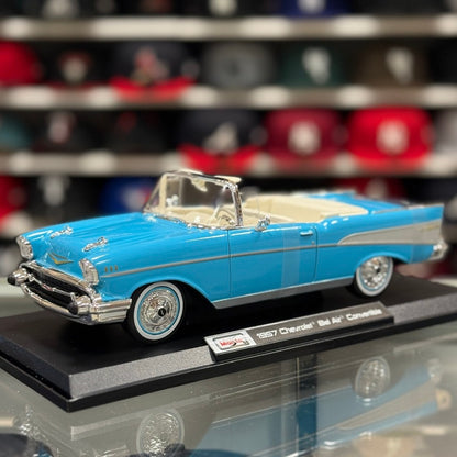 1:18 1957 Chevrolet Bel Air Convertible Light Blue Diecast Model Car