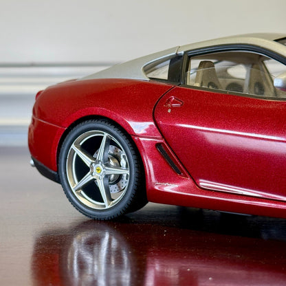 1/18 Ferrari 599 GTB Ruby/Silver Hot Wheels Elite Diecast Car | Rolling Wheels