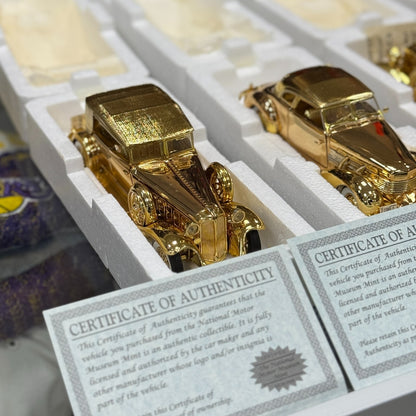 1/32 Gold Bundle Dusenberg, Parkard, Chrysler, Cord National Motor Museum Mint