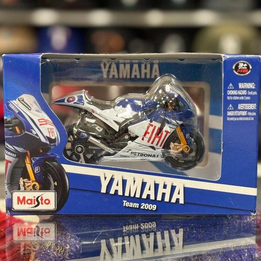1/18 Yamaha Maisto Racing Motorcycle White/Blue | Rare