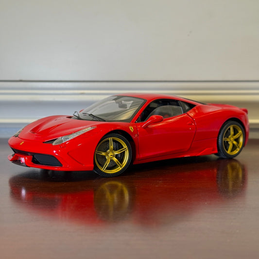 1/18 Ferrari 458 Speciale Red/Gold Wheels Hot Wheels Elite Diecast