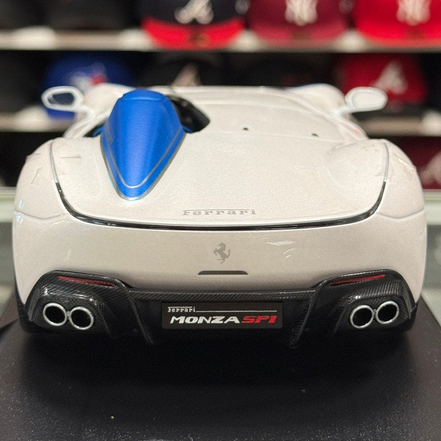 Maisto 1:18 Ferrari Monza SP1 White Blue Diecast Model Car | New