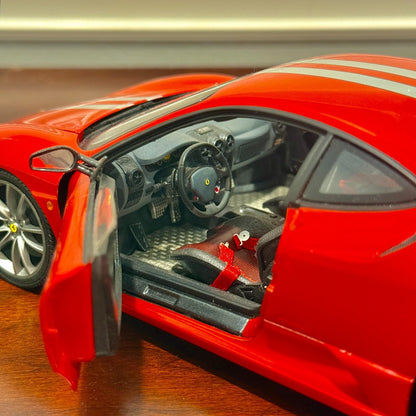 1/18 Ferrari F430 Scuderia Red with Silver Stripes Hot Wheels Elite | Open Box