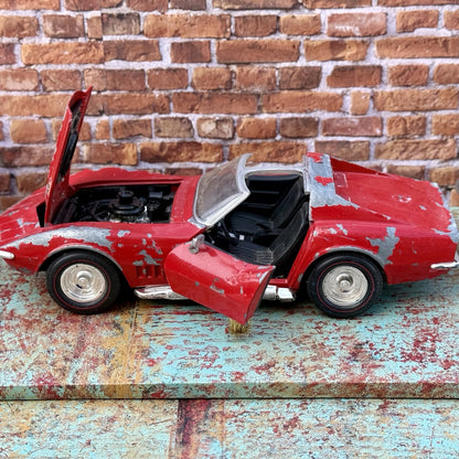 1969 Corvette Stingray, Red | Hot Wheels 1/18 | Barnyard Diorama Model Only
