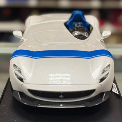 Maisto 1:18 Ferrari Monza SP1 White Blue Diecast Model Car | New