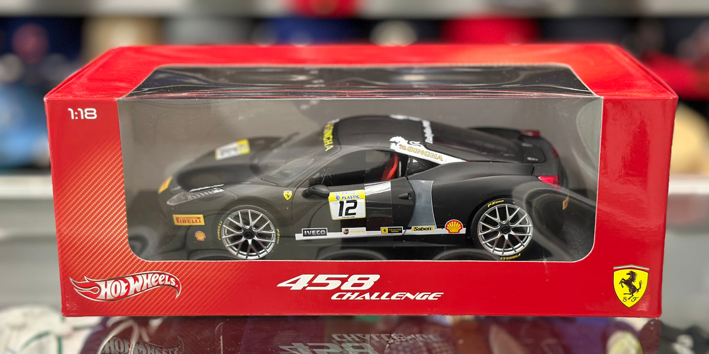 Ferrari 458 Challenge, Black | Hot Wheels 1/18 | New