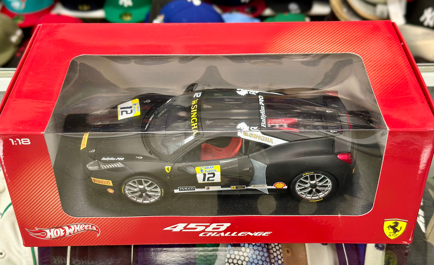 Ferrari 458 Challenge, Black | Hot Wheels 1/18 | New