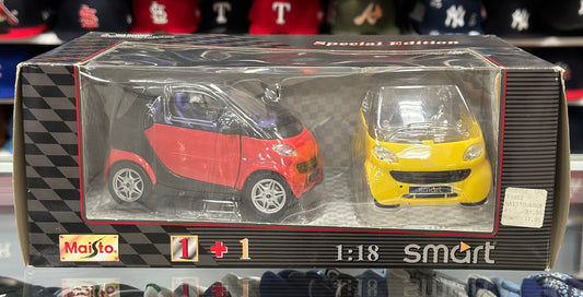 Smart Car Bundle, Red and Yellow | Vintage Maisto 1/18