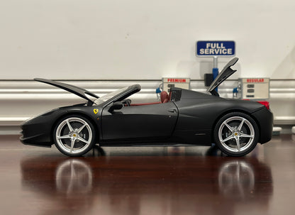 Ferrari 458 Spider Matte Black | Hot Wheels Elite 1/18 | Open Box