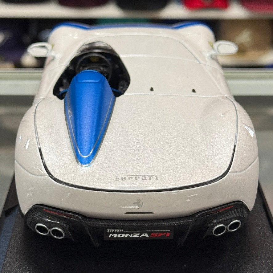 Maisto 1:18 Ferrari Monza SP1 White Blue Diecast Model Car | New