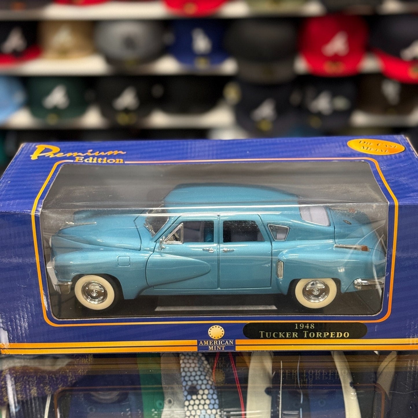 American Mint 1948 Tucker Torpedo Studebaker Metallic Blue 1/18 Scale Diecast Model Car | New - Product Image