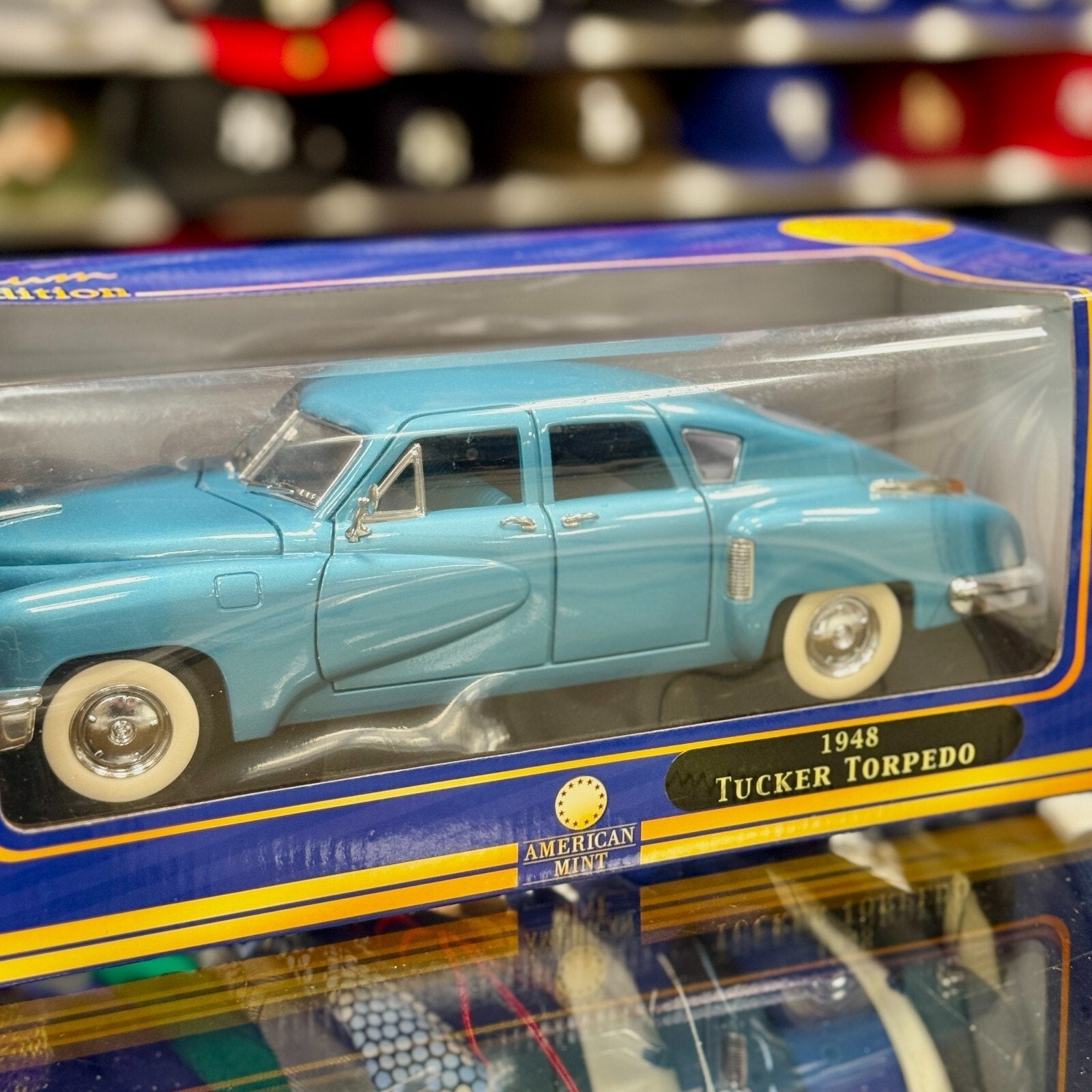 American Mint 1948 Tucker Torpedo Studebaker Metallic Blue 1/18 Scale Diecast Model Car | New - Product Image